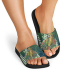 New Zealand Kea Bird Slide Sandals With Maori Koru Fern - Aussie Hoodie