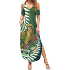 New Zealand Kea Bird Summer Maxi Dress With Maori Koru Fern - Aussie Hoodie