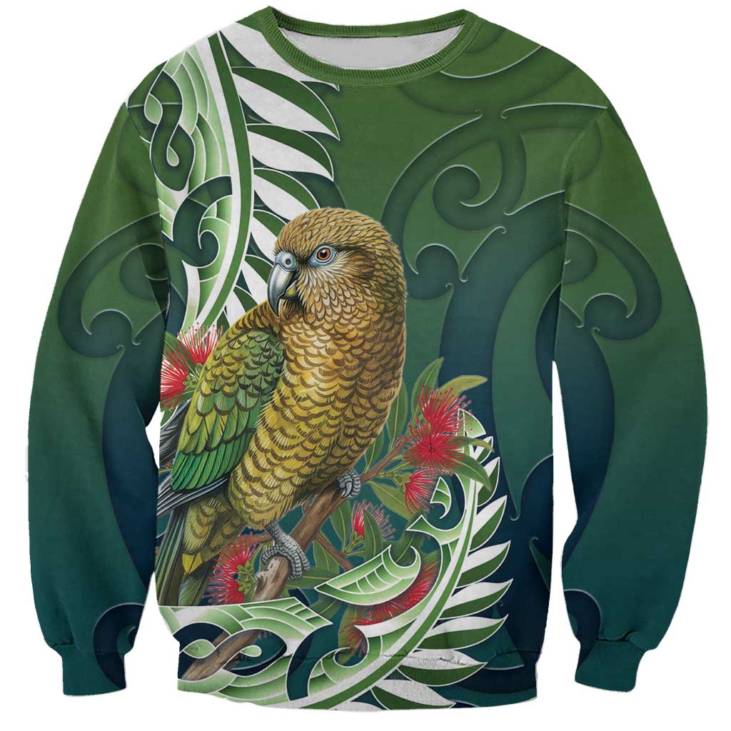 New Zealand Kea Bird Sweatshirt With Maori Koru Fern - Aussie Hoodie