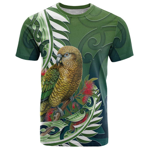 New Zealand Kea Bird T Shirt With Maori Koru Fern - Aussie Hoodie