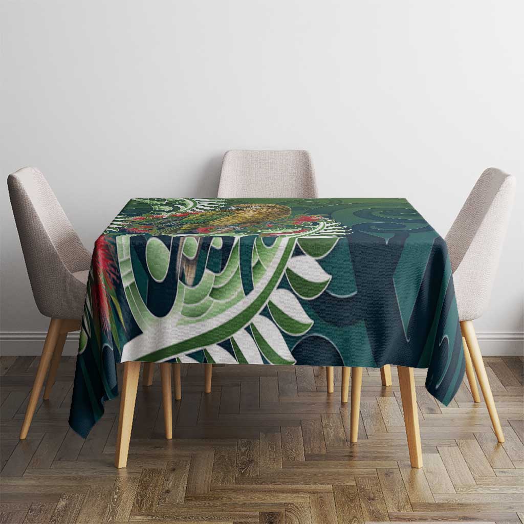 New Zealand Kea Bird Tablecloth With Maori Koru Fern - Aussie Hoodie