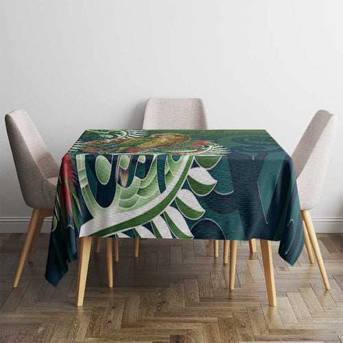 New Zealand Kea Bird Tablecloth With Maori Koru Fern - Aussie Hoodie