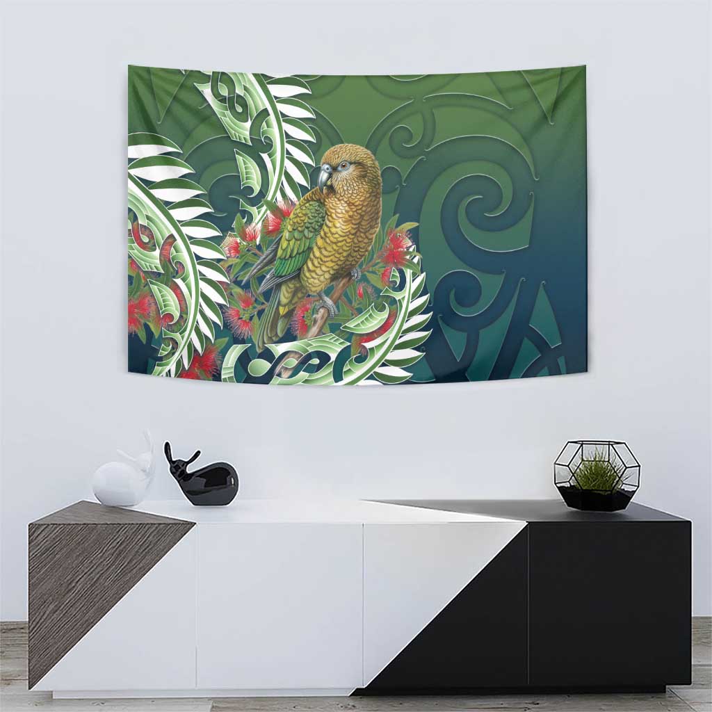 New Zealand Kea Bird Tapestry With Maori Koru Fern - Aussie Hoodie
