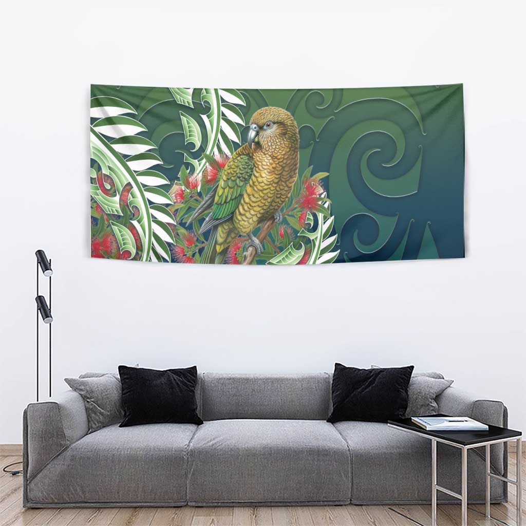 New Zealand Kea Bird Tapestry With Maori Koru Fern - Aussie Hoodie
