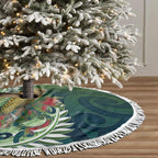 New Zealand Kea Bird Tree Skirt With Maori Koru Fern