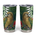 New Zealand Kea Bird Tumbler Cup With Maori Koru Fern - Aussie Hoodie
