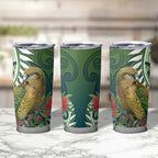 New Zealand Kea Bird Tumbler Cup With Maori Koru Fern - Aussie Hoodie