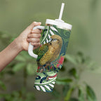 New Zealand Kea Bird Tumbler With Handle With Maori Koru Fern - Aussie Hoodie