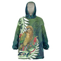 New Zealand Kea Bird Wearable Blanket Hoodie With Maori Koru Fern - Aussie Hoodie