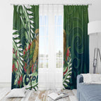 New Zealand Kea Bird Window Curtain With Maori Koru Fern - Aussie Hoodie