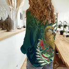 New Zealand Kea Bird Women Casual Shirt With Maori Koru Fern - Aussie Hoodie