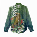 New Zealand Kea Bird Women Casual Shirt With Maori Koru Fern - Aussie Hoodie
