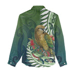 New Zealand Kea Bird Women Casual Shirt With Maori Koru Fern - Aussie Hoodie