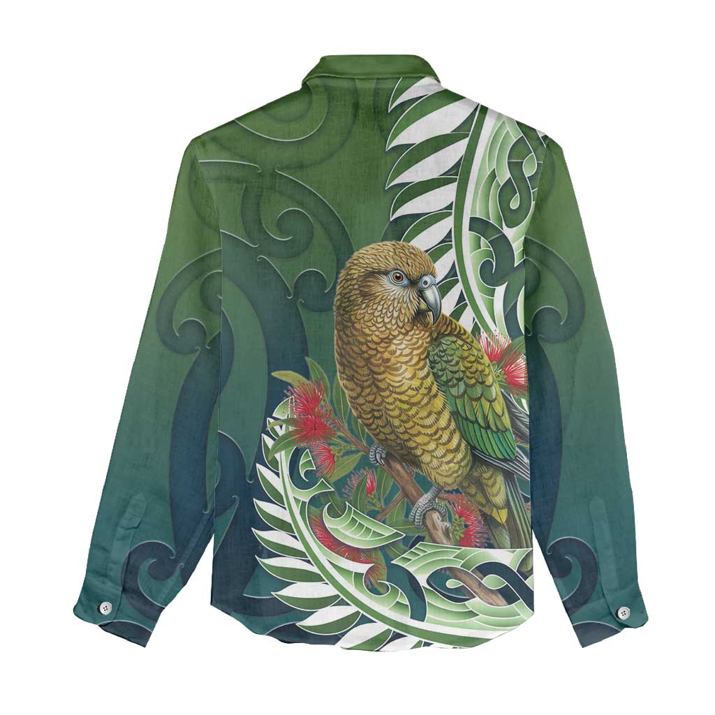 New Zealand Kea Bird Women Casual Shirt With Maori Koru Fern - Aussie Hoodie