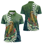 New Zealand Kea Bird Women Polo Shirt With Maori Koru Fern - Aussie Hoodie