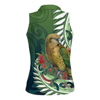 New Zealand Kea Bird Women Sleeveless Polo Shirt With Maori Koru Fern - Aussie Hoodie