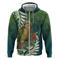 New Zealand Kea Bird Zip Hoodie With Maori Koru Fern - Aussie Hoodie