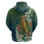 New Zealand Kea Bird Zip Hoodie With Maori Koru Fern - Aussie Hoodie