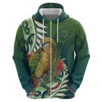 New Zealand Kea Bird Zip Hoodie With Maori Koru Fern - Aussie Hoodie
