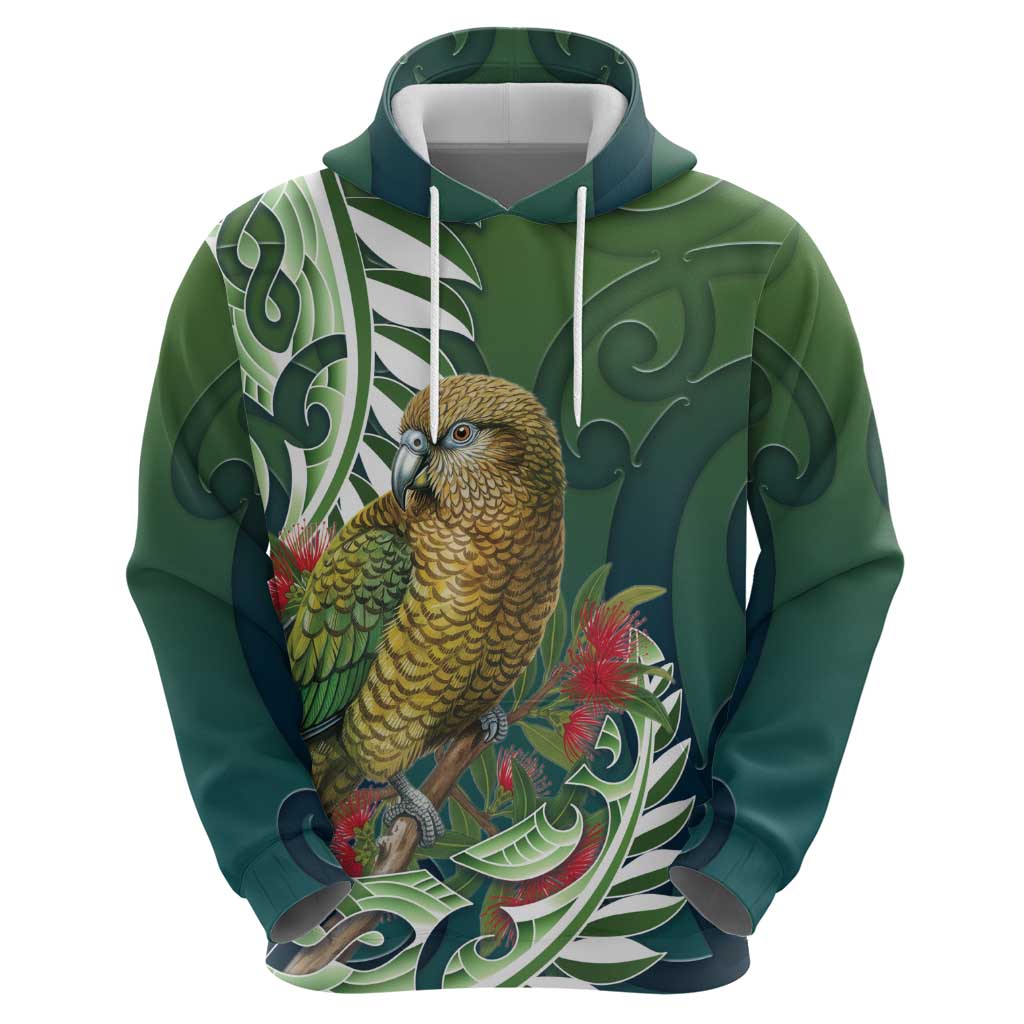 New Zealand Kea Bird Zip Hoodie With Maori Koru Fern - Aussie Hoodie