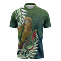 New Zealand Kea Bird Zipper Polo Shirt With Maori Koru Fern - Aussie Hoodie