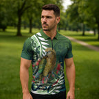 New Zealand Kea Bird Zipper Polo Shirt With Maori Koru Fern - Aussie Hoodie
