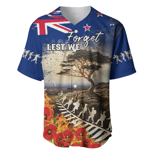 New Zealand ANZAC Day Baseball Jersey The Lonesome Pine With Soldier Fern