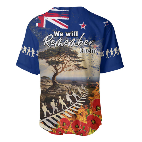 New Zealand ANZAC Day Baseball Jersey The Lonesome Pine With Soldier Fern
