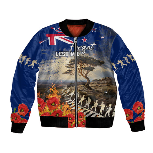 New Zealand ANZAC Day Bomber Jacket The Lonesome Pine With Soldier Fern