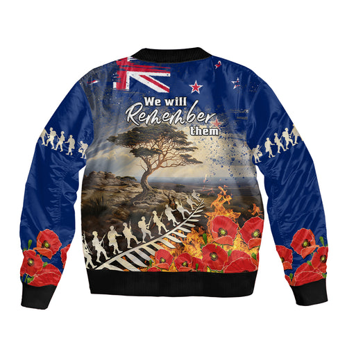 New Zealand ANZAC Day Bomber Jacket The Lonesome Pine With Soldier Fern