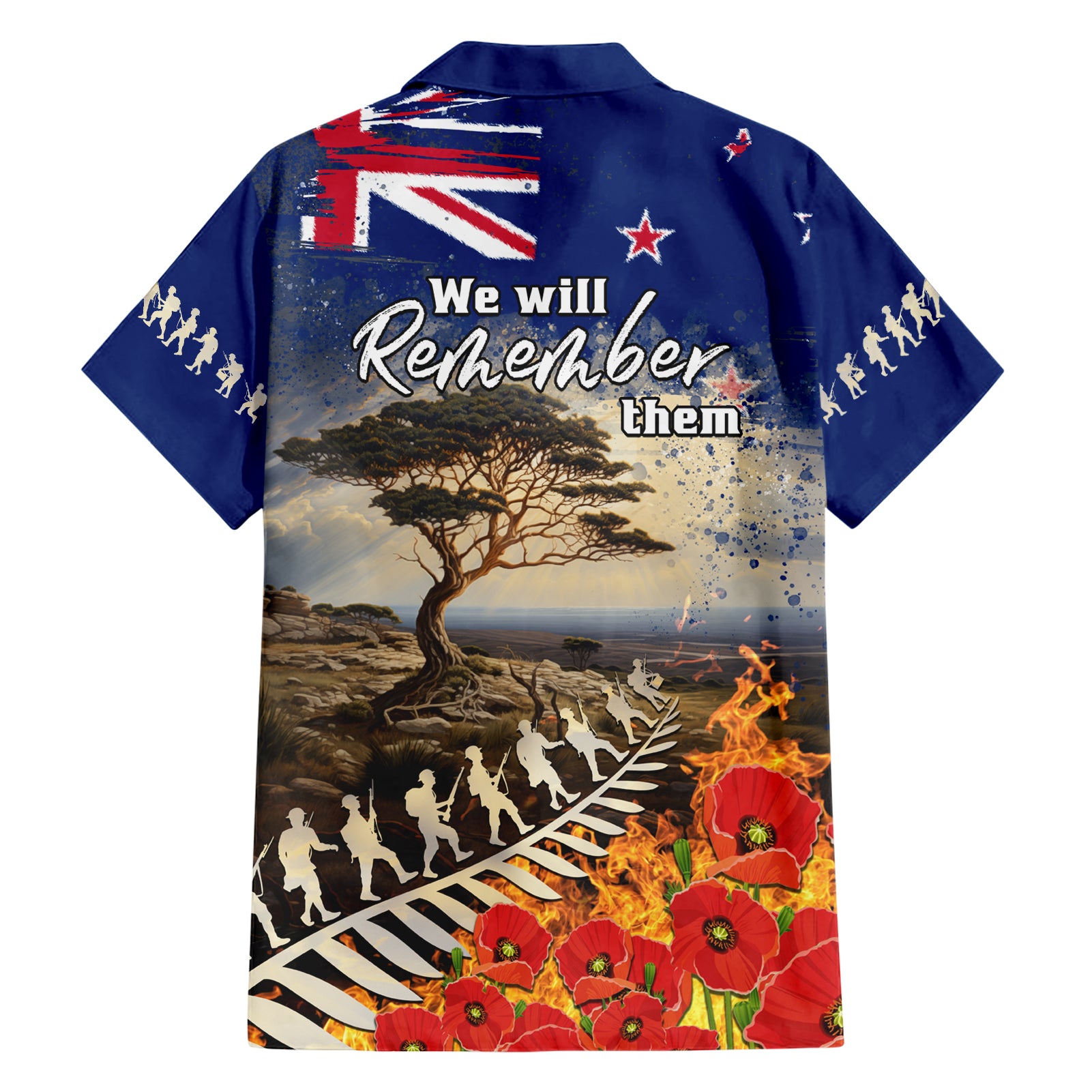New Zealand ANZAC Day Hawaiian Shirt The Lonesome Pine With Soldier Fern