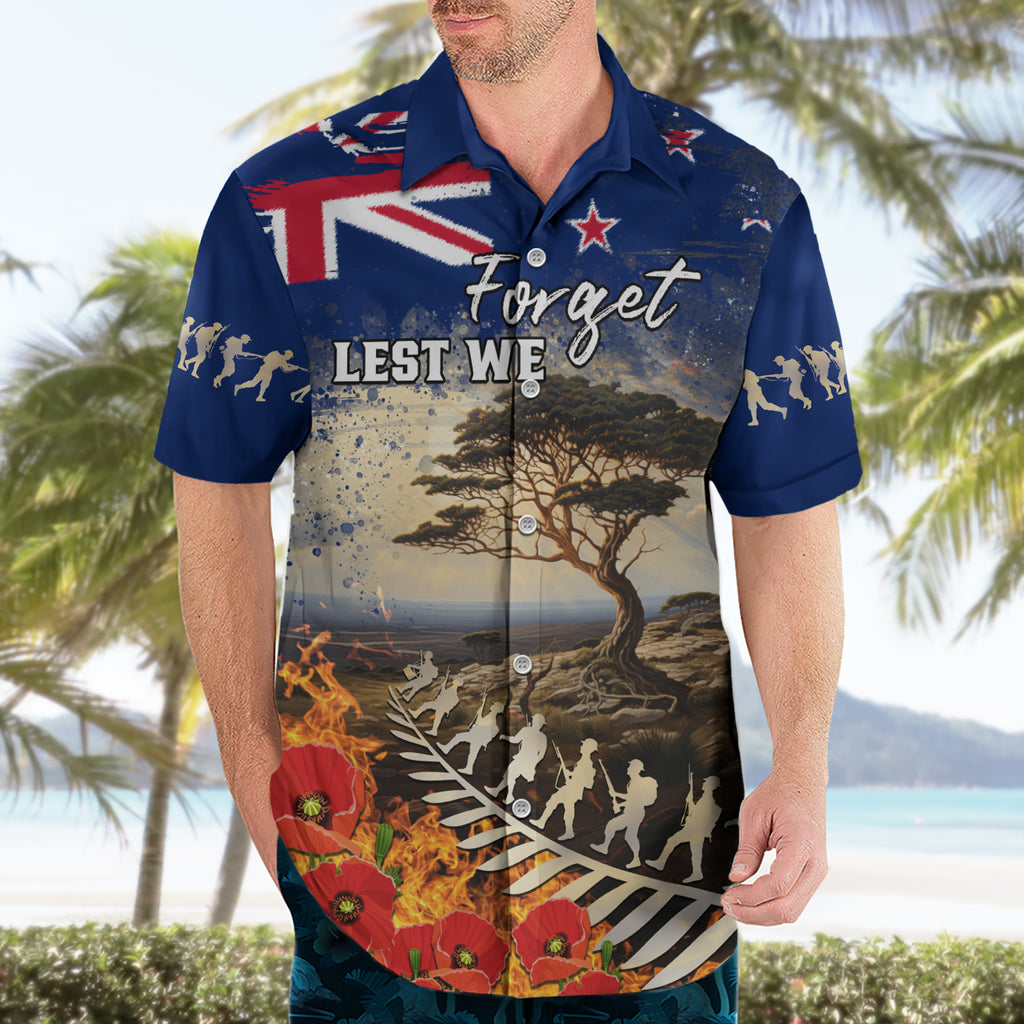 New Zealand ANZAC Day Hawaiian Shirt The Lonesome Pine With Soldier Fern