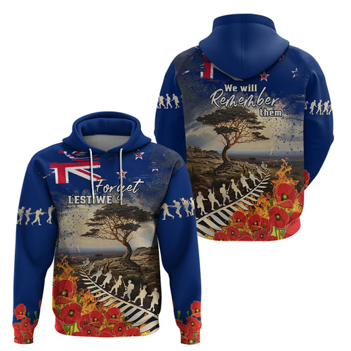 New Zealand ANZAC Day Hoodie The Lonesome Pine With Soldier Fern