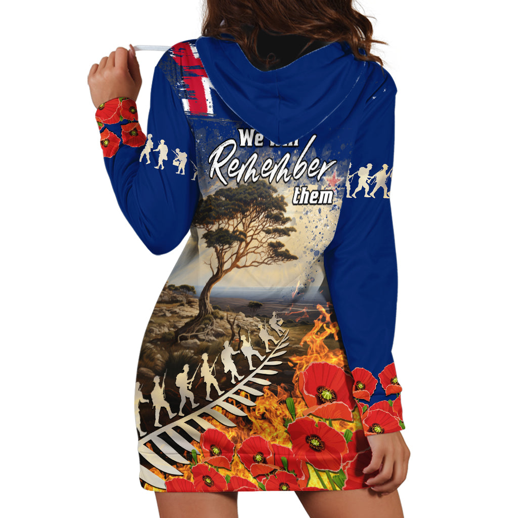 New Zealand ANZAC Day Hoodie Dress The Lonesome Pine With Soldier Fern