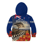 New Zealand ANZAC Day Kid Hoodie The Lonesome Pine With Soldier Fern