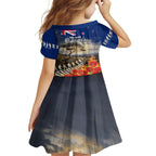 New Zealand ANZAC Day Kid Short Sleeve Dress The Lonesome Pine With Soldier Fern