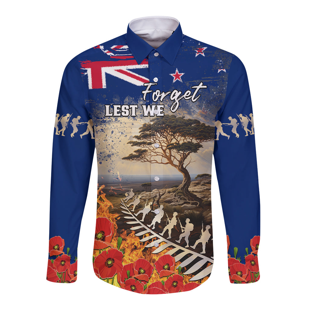 New Zealand ANZAC Day Long Sleeve Button Shirt The Lonesome Pine With Soldier Fern
