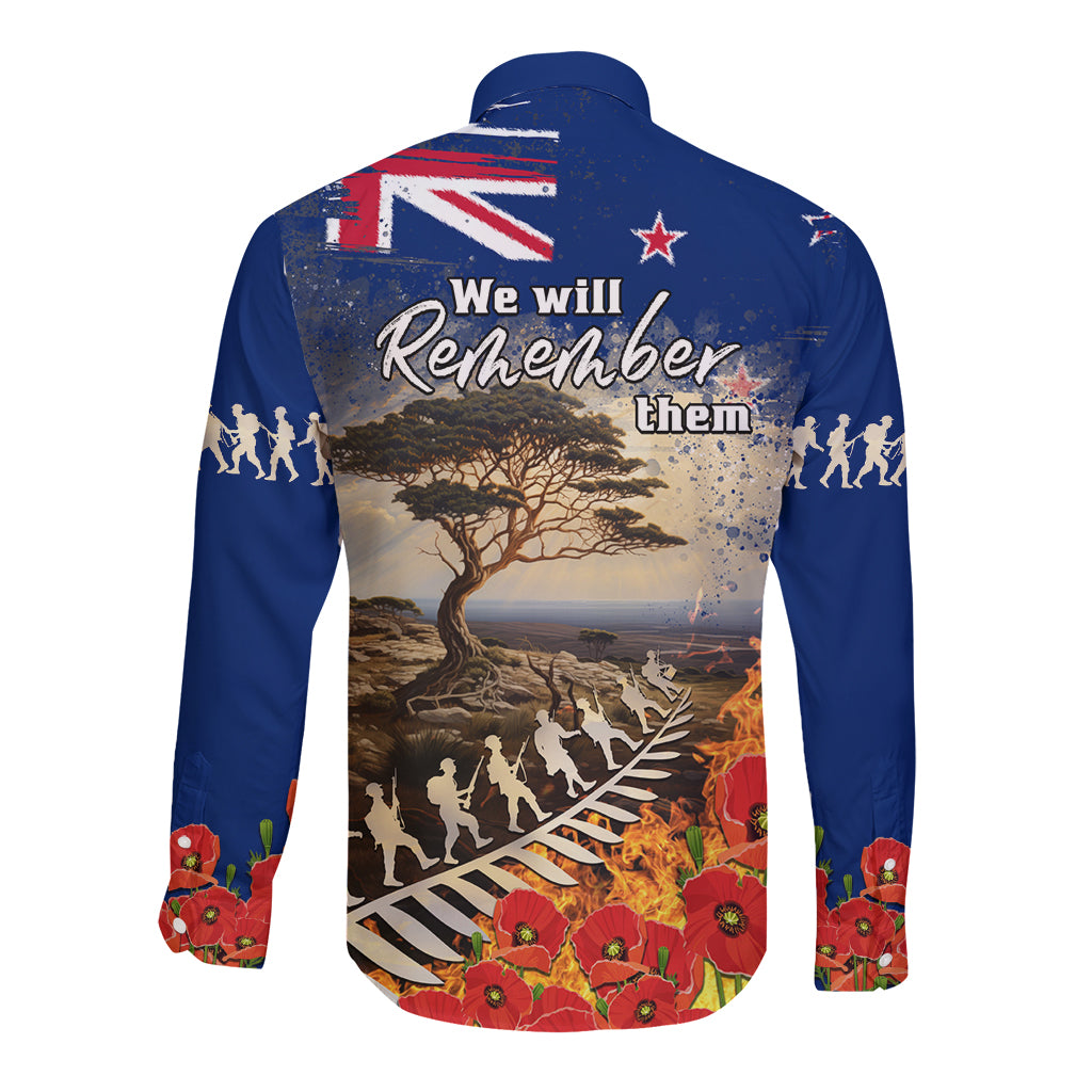 New Zealand ANZAC Day Long Sleeve Button Shirt The Lonesome Pine With Soldier Fern