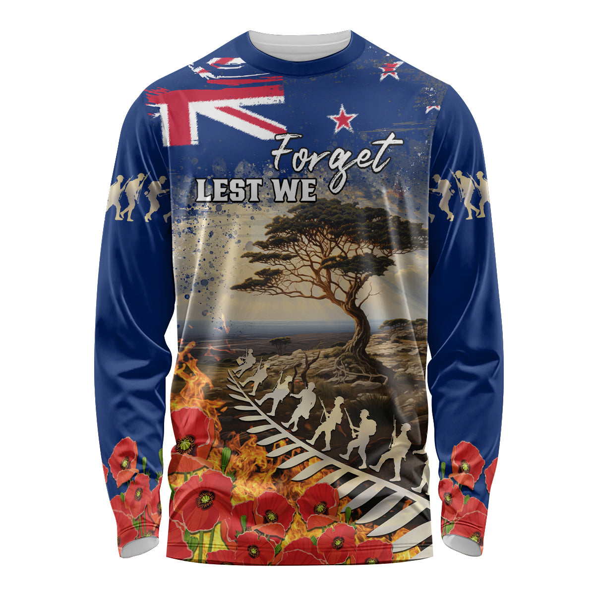 New Zealand ANZAC Day Long Sleeve Shirt The Lonesome Pine With Soldier Fern