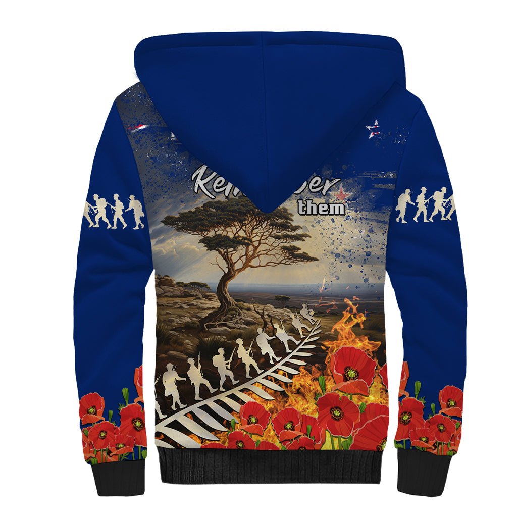 New Zealand ANZAC Day Sherpa Hoodie The Lonesome Pine With Soldier Fern
