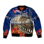 New Zealand ANZAC Day Sleeve Zip Bomber Jacket The Lonesome Pine With Soldier Fern