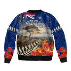 New Zealand ANZAC Day Sleeve Zip Bomber Jacket The Lonesome Pine With Soldier Fern