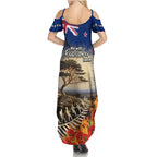 New Zealand ANZAC Day Summer Maxi Dress The Lonesome Pine With Soldier Fern