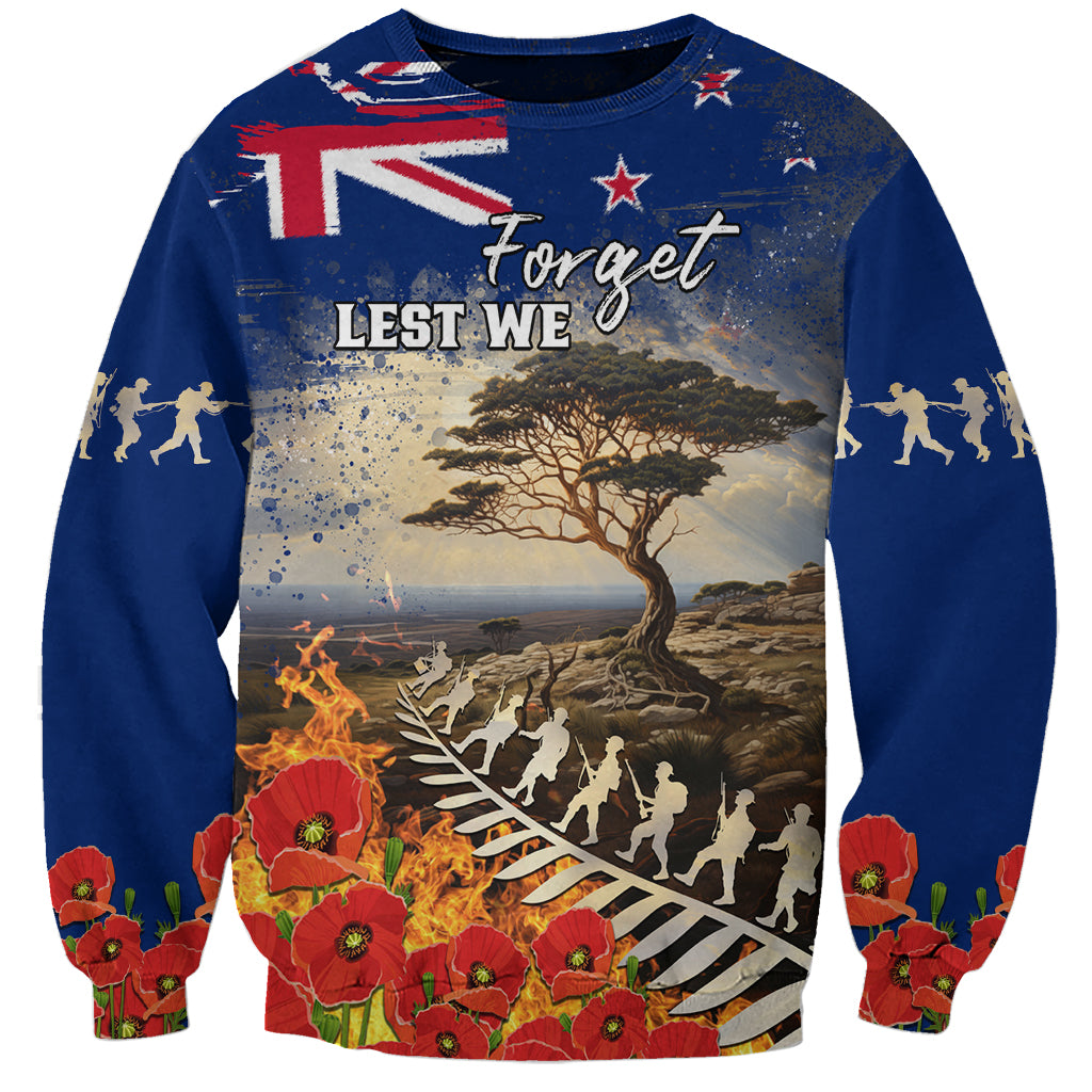 New Zealand ANZAC Day Sweatshirt The Lonesome Pine With Soldier Fern