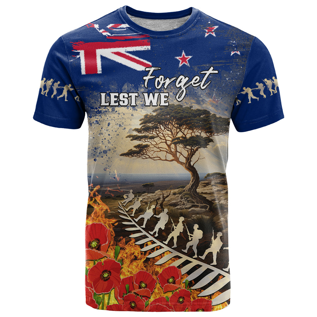 New Zealand ANZAC Day T Shirt The Lonesome Pine With Soldier Fern