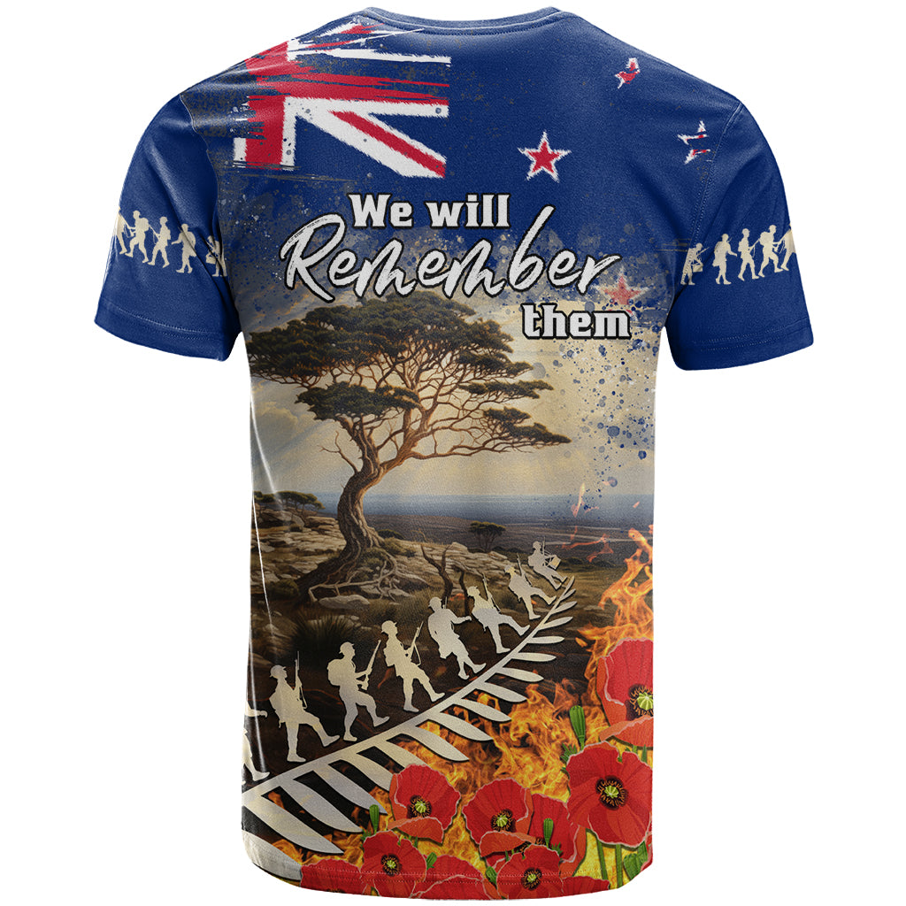 New Zealand ANZAC Day T Shirt The Lonesome Pine With Soldier Fern