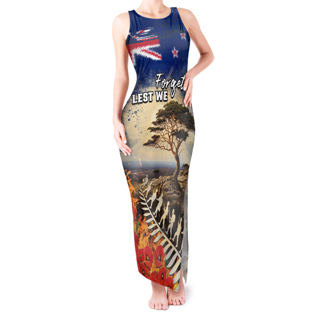 New Zealand ANZAC Day Tank Maxi Dress The Lonesome Pine With Soldier Fern