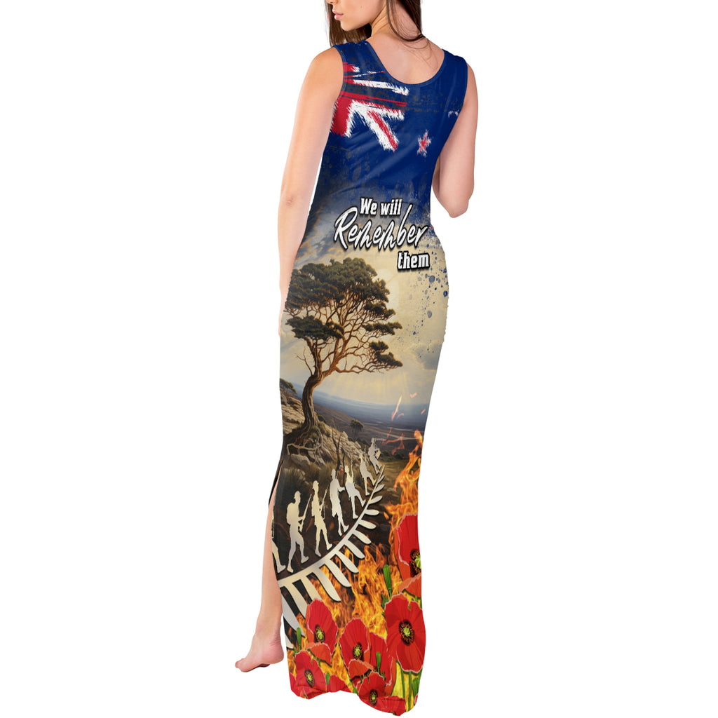 New Zealand ANZAC Day Tank Maxi Dress The Lonesome Pine With Soldier Fern