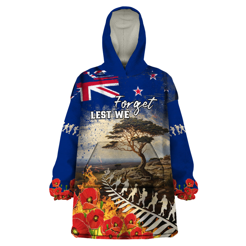 New Zealand ANZAC Day Wearable Blanket Hoodie The Lonesome Pine With Soldier Fern