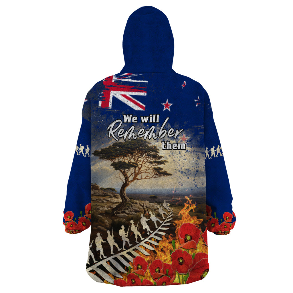 New Zealand ANZAC Day Wearable Blanket Hoodie The Lonesome Pine With Soldier Fern
